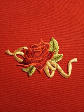 embroidered red rose patch